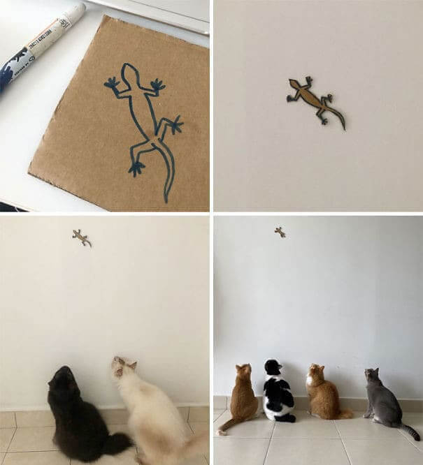 Hypnotized by a Cardboard Lizard